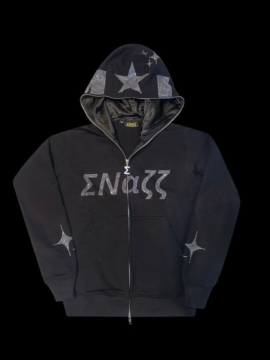 RHINESTONE "SIGMA FACE" HOODIE (FULL-ZIP UP)