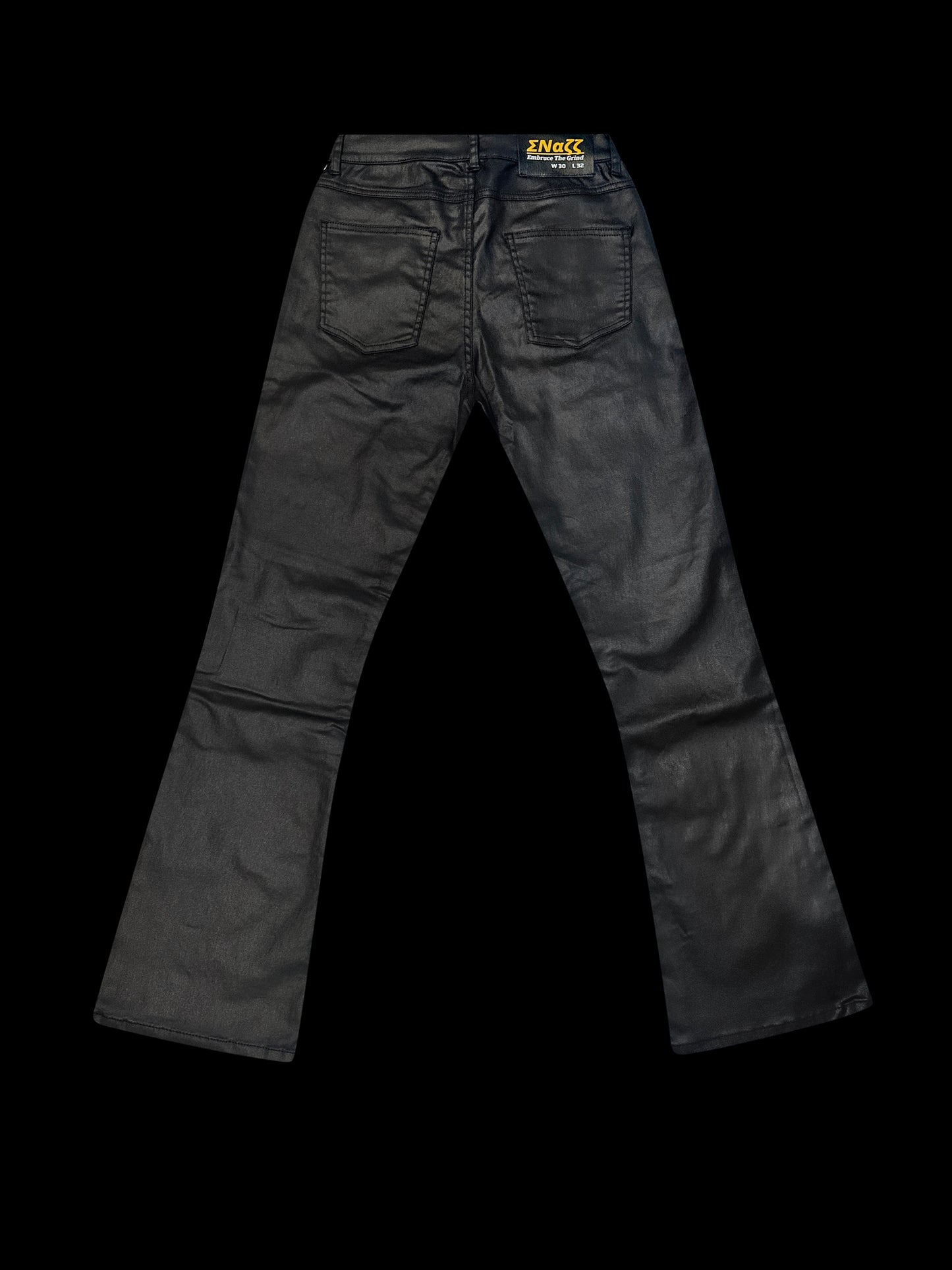 FLARED WAXED DENIM JEANS