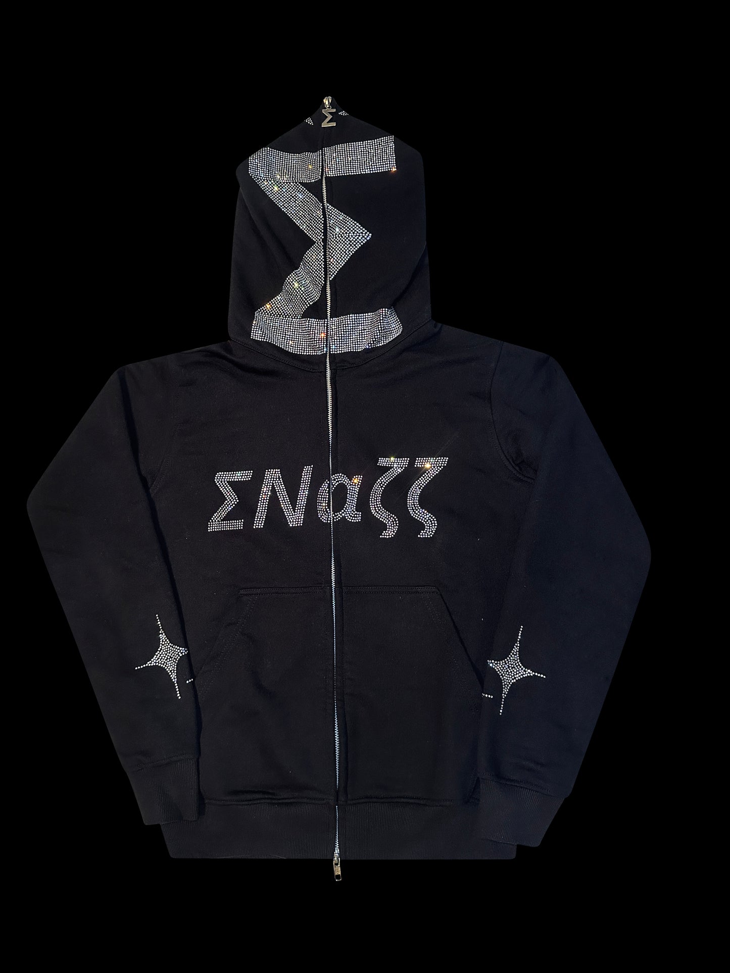 RHINESTONE "SIGMA FACE" HOODIE (FULL-ZIP UP)