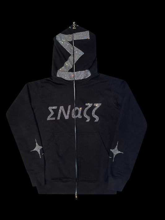 RHINESTONE "SIGMA FACE" HOODIE (FULL-ZIP UP)